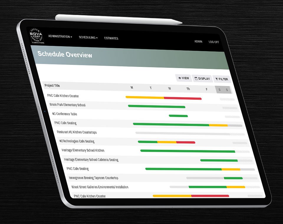 Bova Corp Application on iPad